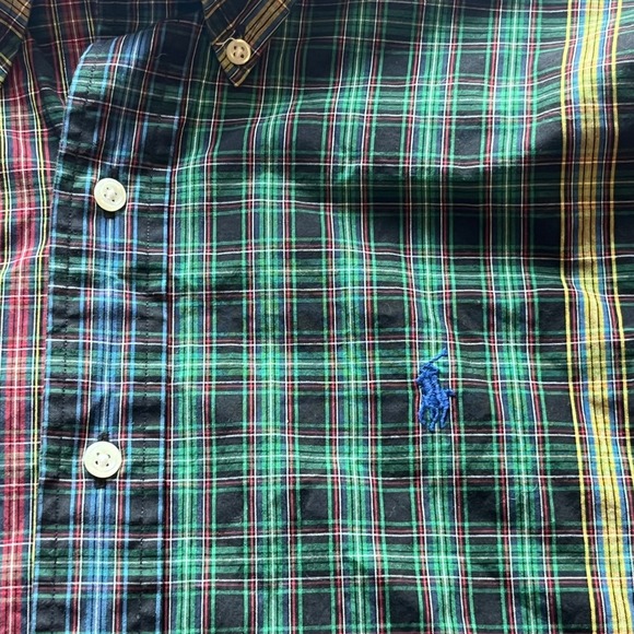 Retro vtg y2k‎ Polo Ralph Lauren classic fit men's button plaid  oxford colorful - Picture 2 of 11